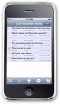 iPhone running List Recorder